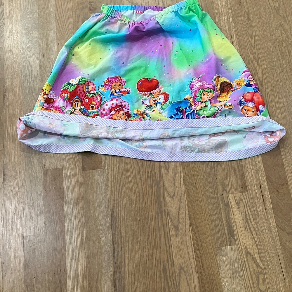 Strawberry Shortcake Cartoon Women’s Unique Handmade Rainbow Pocket Mini Skirt - Picture 6 of 8